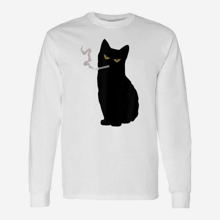 Rebel Smoking Bad Black Cat Funny Black Cat Gift Unisex Long Sleeve