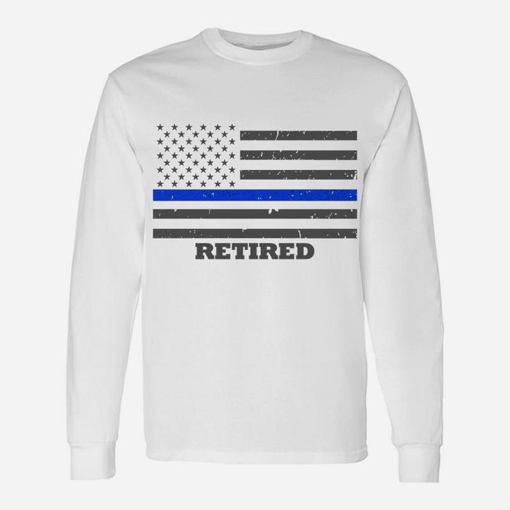 Retired Police Officer Sweatshirt - Thin Blue Line Flag Unisex Long Sleeve