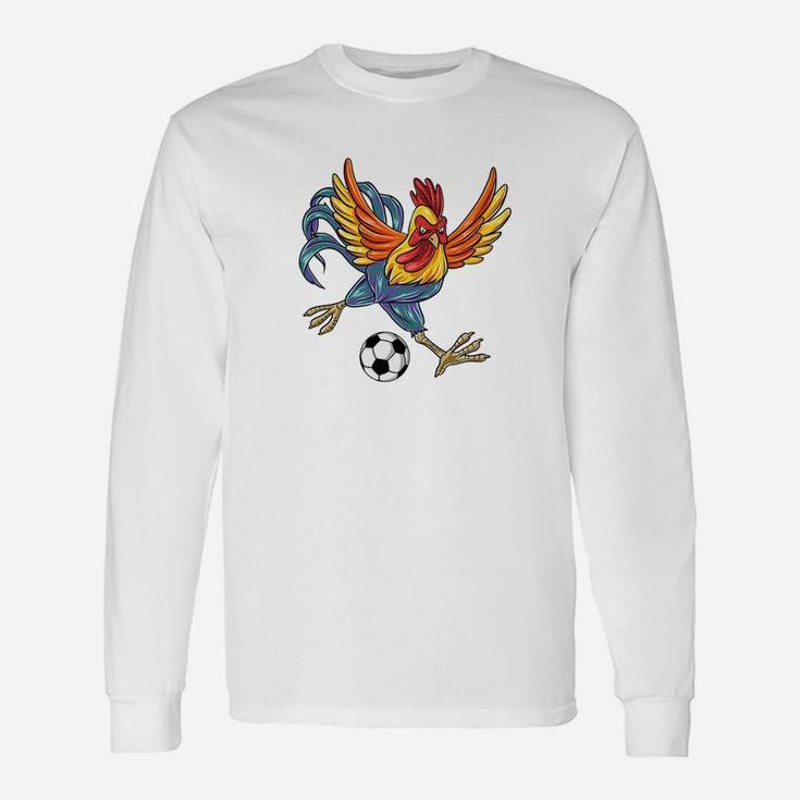 Retro Graphic Cute Art Chicken Playing Football Unisex Long Sleeve