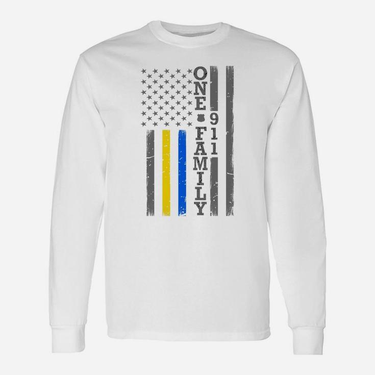 Thin Blue Gold Line Flag - One Family - Police Dispatcher Sweatshirt Unisex Long Sleeve
