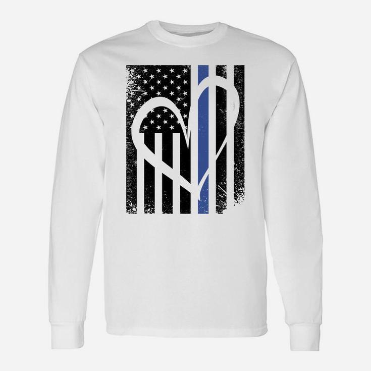 Thin Blue Line Family Heart Love Flag Sweatshirt Unisex Long Sleeve
