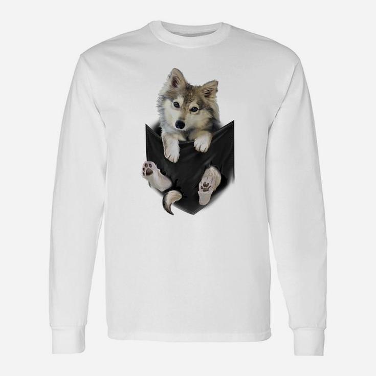 Wolf White Pup In Pocket  Wolves Tee Shirt Gifts Unisex Long Sleeve