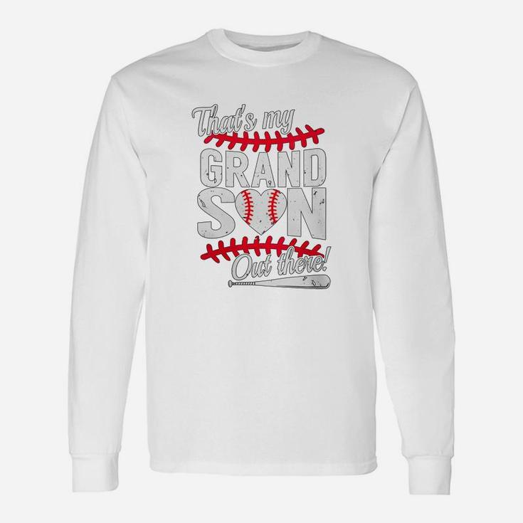 Womens Thats My Grandson Out There Baseball Unisex Long Sleeve