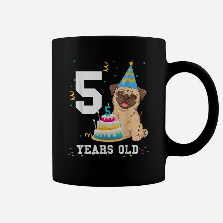 5 Years Old Birthday Pug Dog Lover Party Kids Boys Girls Coffee Mug