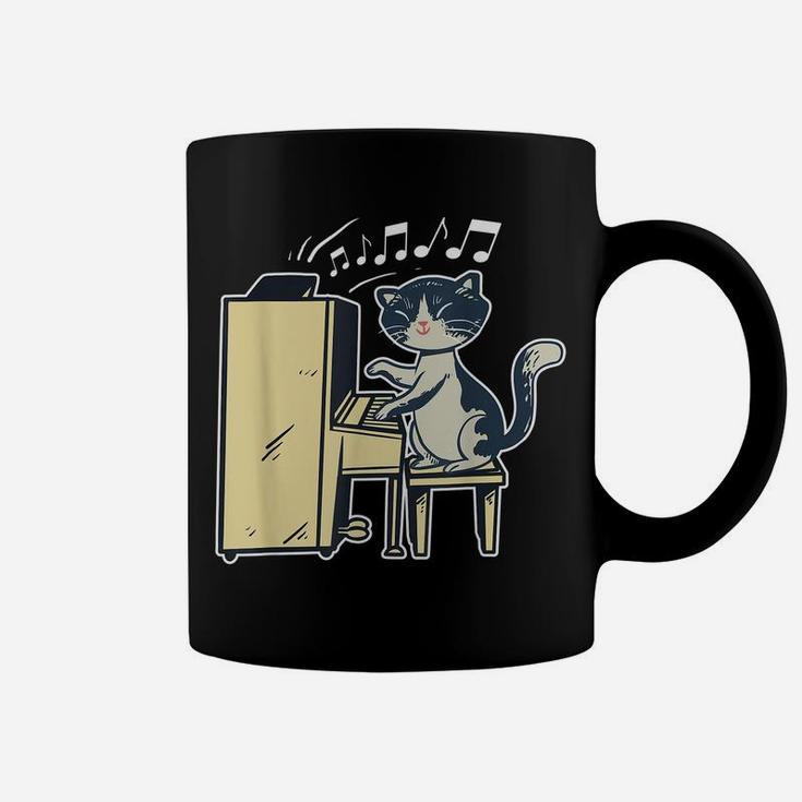 A Cute Cat Playing The Piano Funny Pianist Coffee Mug