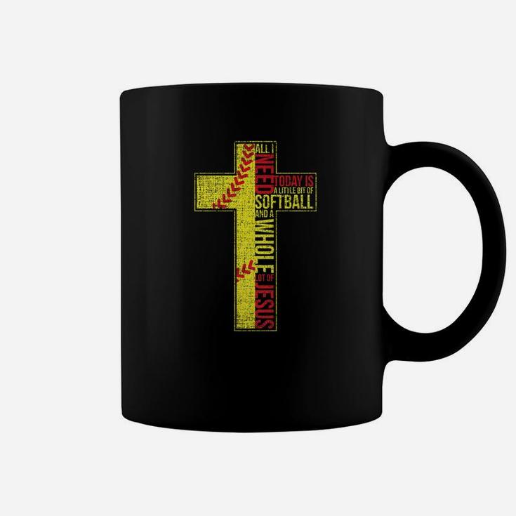 All I Need Is Softball Jesus Christian Cross Faith In God Premium Coffee Mug