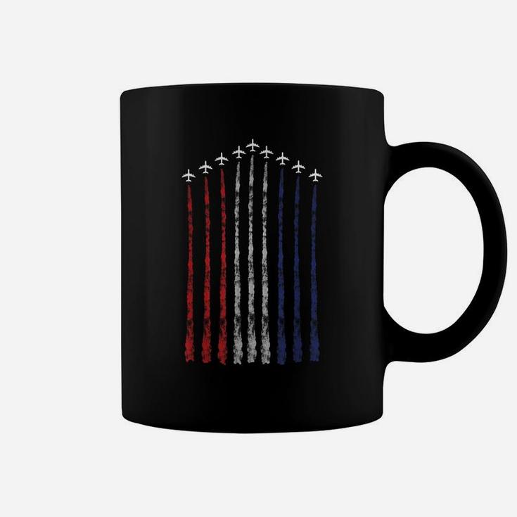 American Flag Usa Fighter Jet Con Trail Coffee Mug