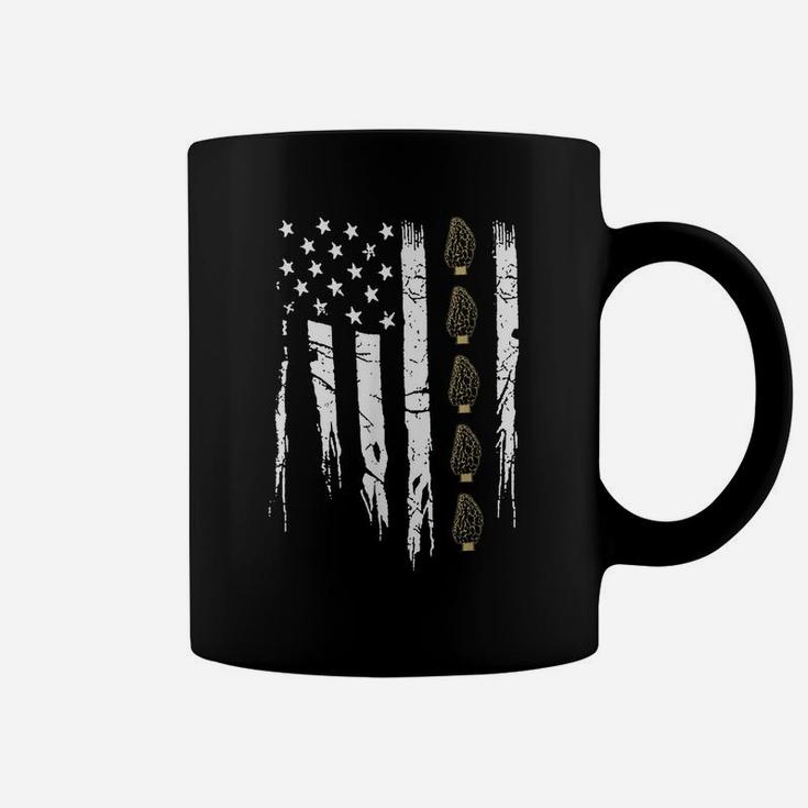 American Mushroom Hunter T Shirt With Morels In Usa Flag Coffee Mug