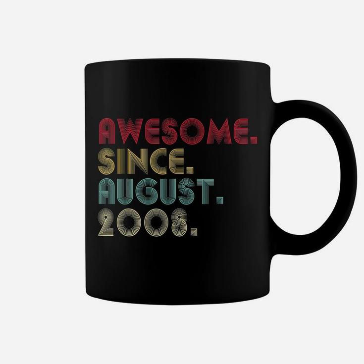 Awesome Since August 2008 13Th Birthday 13 Years Old Boys Coffee Mug
