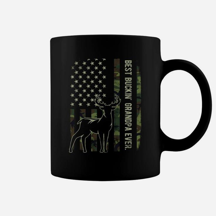 Best Buckin' Grandpa Ever Camo American Flag Deer Hunting Sweatshirt Coffee Mug