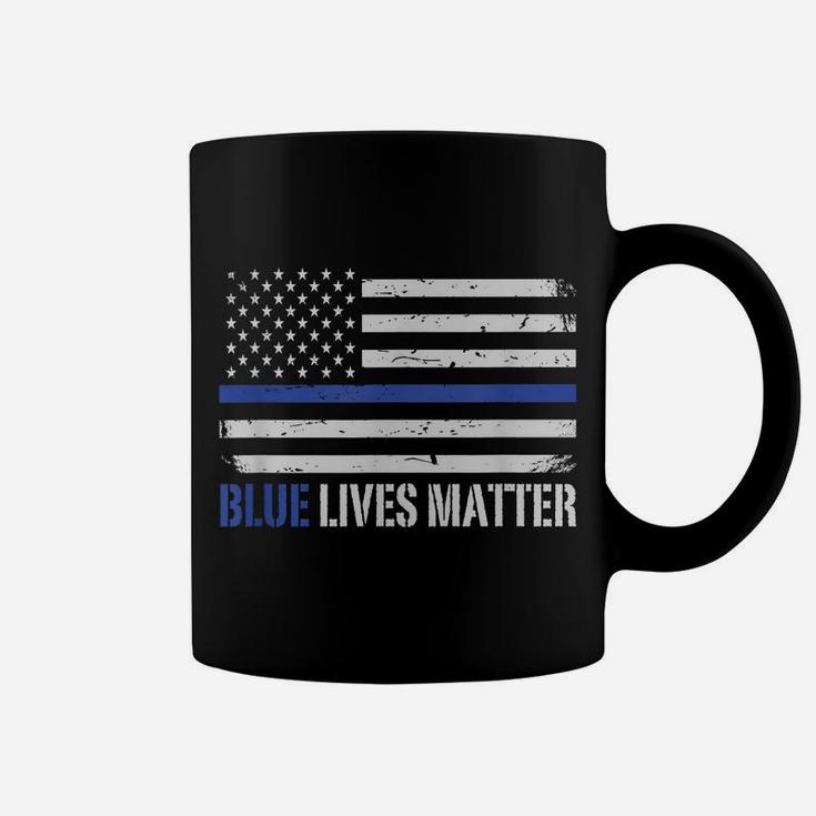 Blue Lives Matter Thin Blue Line American Flag Cop Coffee Mug