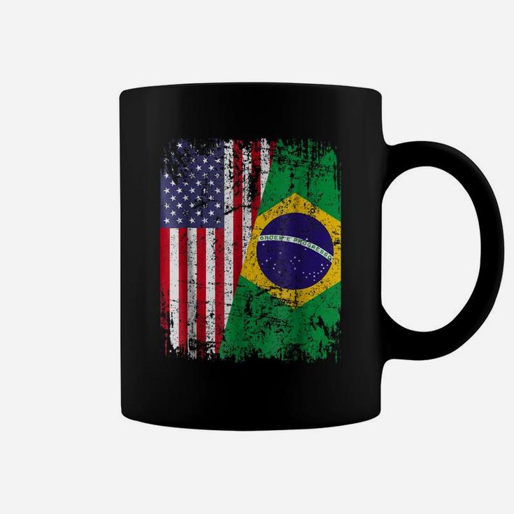 Brazilian Roots Tshirt | Half American Flag | Brazil Shirt Coffee Mug
