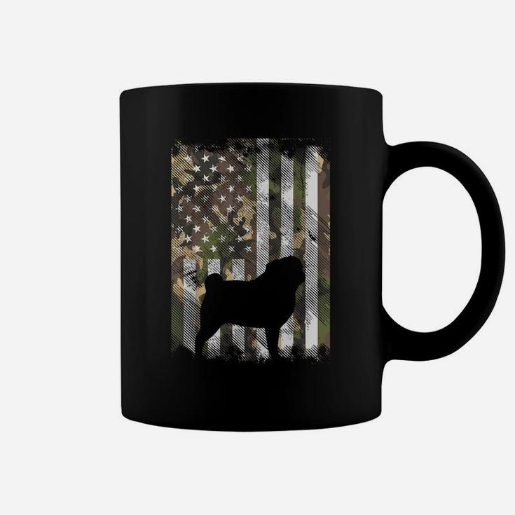 Camo American Flag Pug Vintage Animal Pet Dog Patriotic Gift Coffee Mug