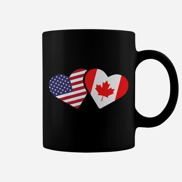 Canada Usa Flag T Shirt Heart Canadian Americans Love Cute Coffee Mug