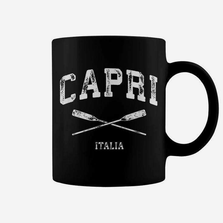 Capri Italy Vintage Nautical Crossed Oars Coffee Mug