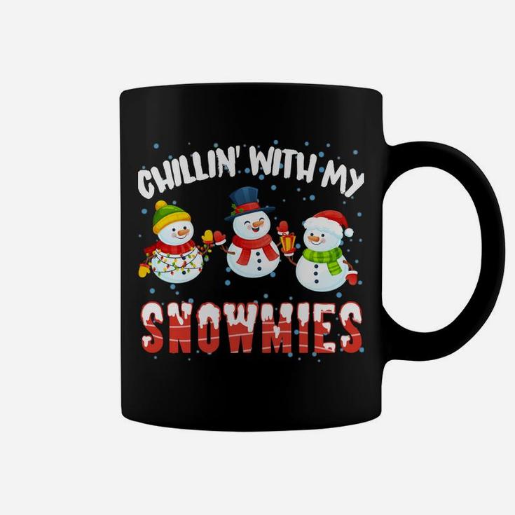 Chillin' With My Snowmies Christmas Snowman Santa Hat Sweatshirt Coffee Mug