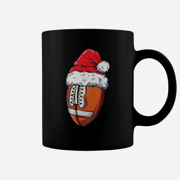 Christmas Football Ball Santa Hat Funny Sport Xmas Boys Men Coffee Mug