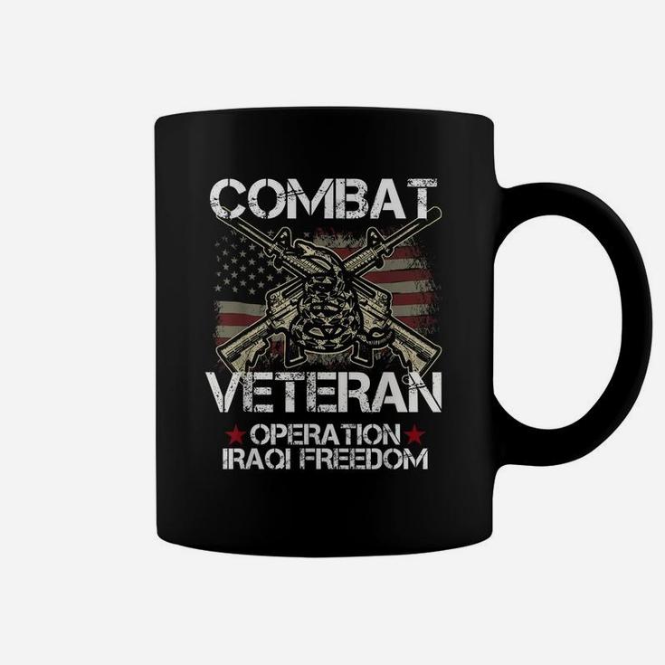 Combat Veteran Iraqi Freedom Military Usa American Flag Gift Coffee Mug