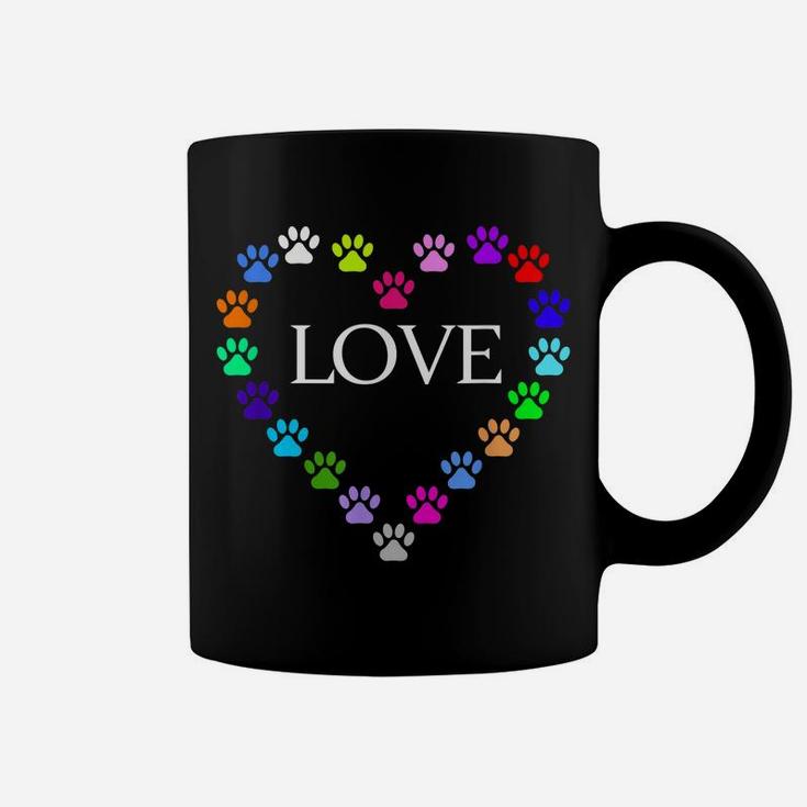Cute Colorful Heart I Love My Cat Dog Animal Paws Coffee Mug
