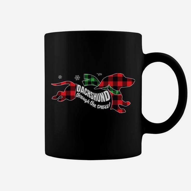 Dachshund Through The Snow Doxie Dog Plaid Christmas Gift Sweatshirt Coffee Mug
