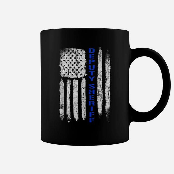 Deputy Sheriff Shirts For Men Thin Blue Line American Flag Coffee Mug