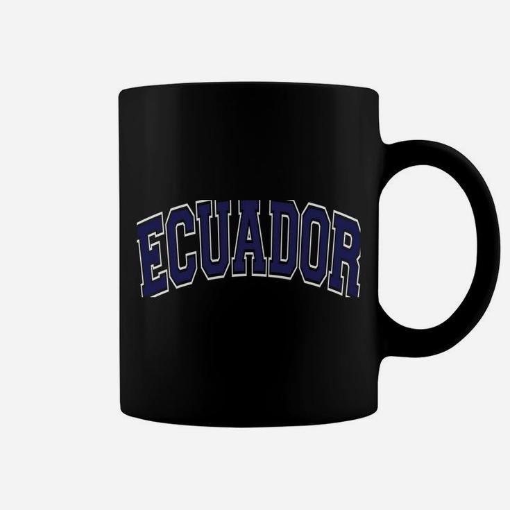 Ecuador Varsity Style Navy Blue Text Coffee Mug