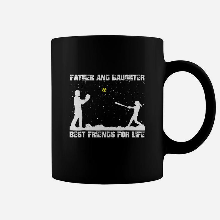 Father And Daughter Best Friends For Life Softball Coffee Mug