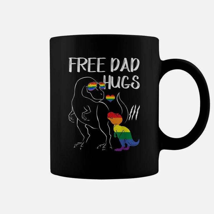 Free Dad Hugs Lgbt Pride Dad Dinosaur Rex  Gift Coffee Mug