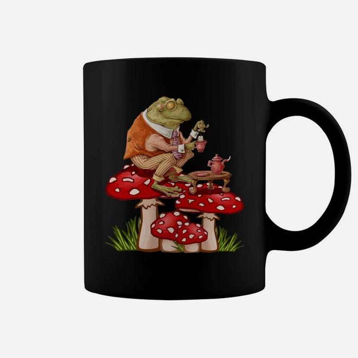 Frog Drinking Tea Mushroom Aesthetic Cottagecore Coffee Mug