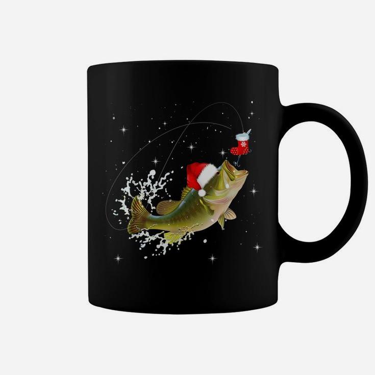 Funny Bass Fishing Santa Hat Christmas Pajama Fishermen Gift Coffee Mug