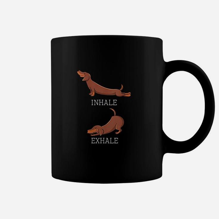 Funny Dachshund Weiner Dog Yoga Inhale Exhale Coffee Mug