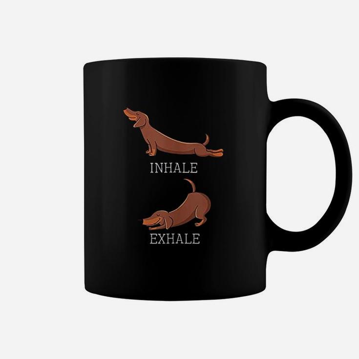 Funny Dachshund Weiner Dog Yoga Inhale Exhale Sausage Coffee Mug