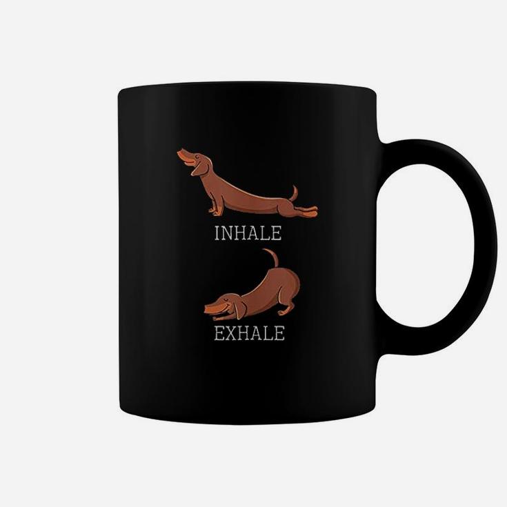 Funny Dachshund Weiners Dog Yoga Inhale Exhale Sausage Coffee Mug