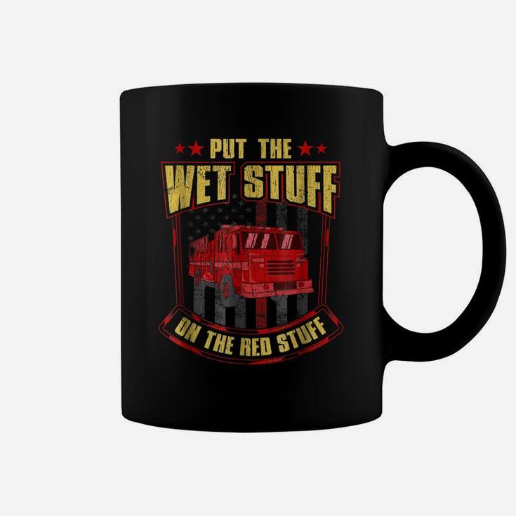 Funny Firefighter Gift Shirt Thin Red Line Flag Fire Truck Coffee Mug
