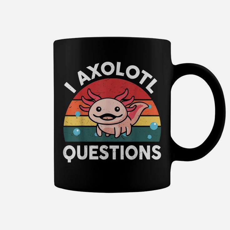 Funny Retro I Axolotl Questions Pink Salamander Kids Mom Dad Coffee Mug