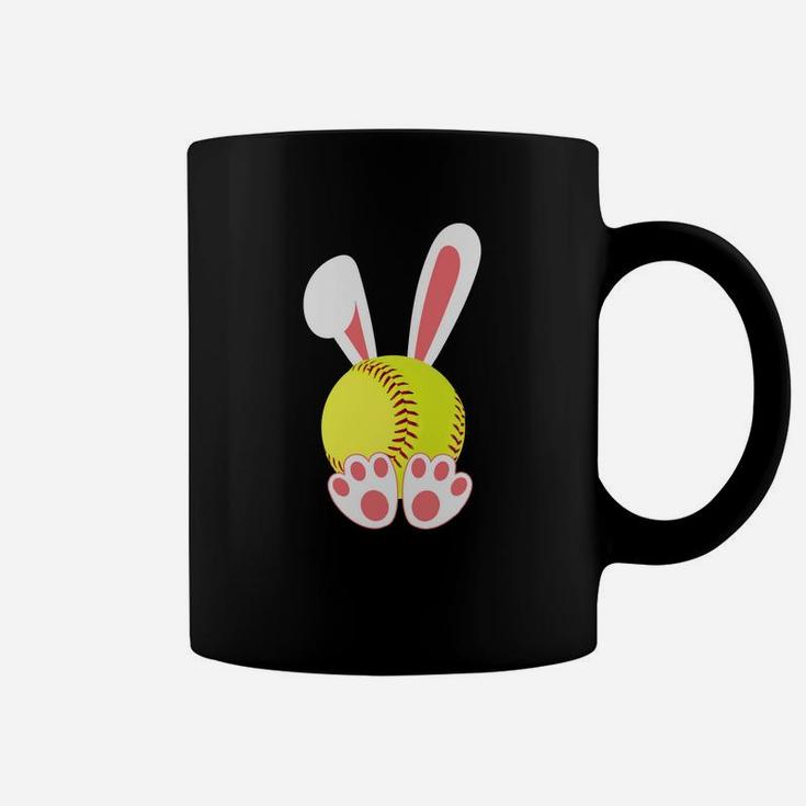Funny Softball Bunny Girls Easter Bunny Ears Coffee Mug