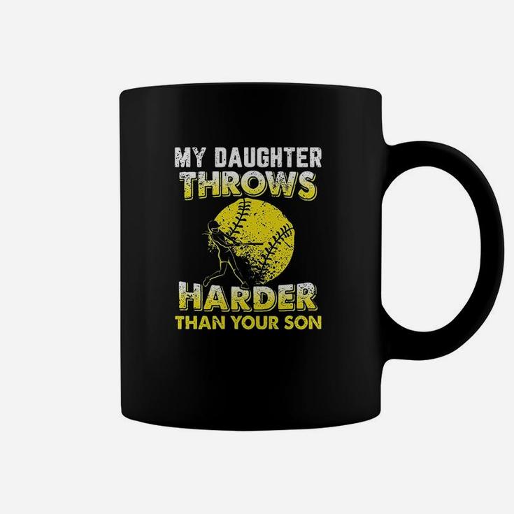 Funny Softball Dad My Daughter Throws Harder Coffee Mug