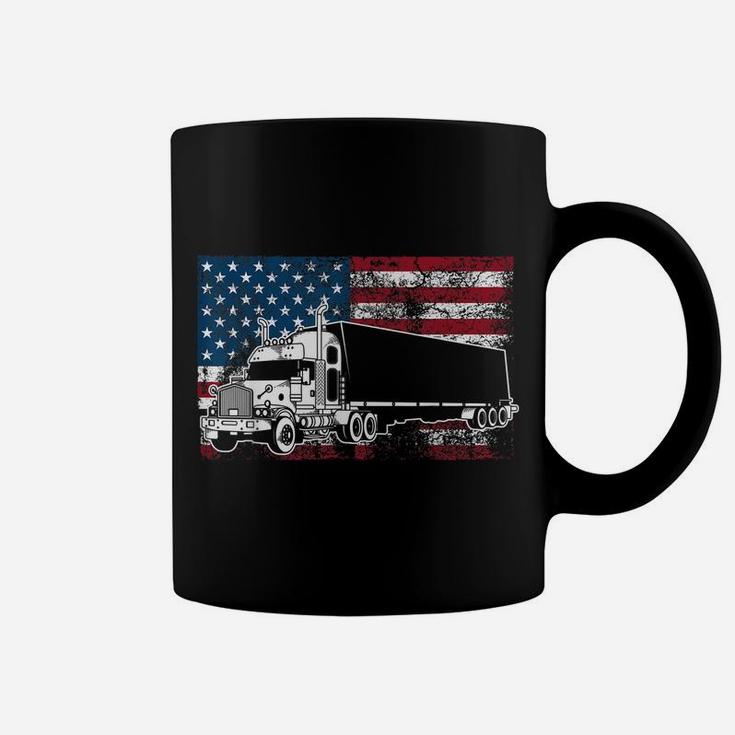Funny Truck Driver American Flag 4Th Of July Trucker Gift Coffee Mug