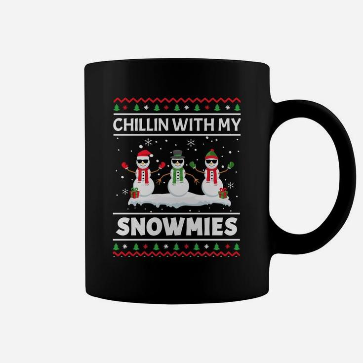 Funny Xmas Pajama Ugly Christmas Chillin With My Snowmies Sweatshirt Coffee Mug