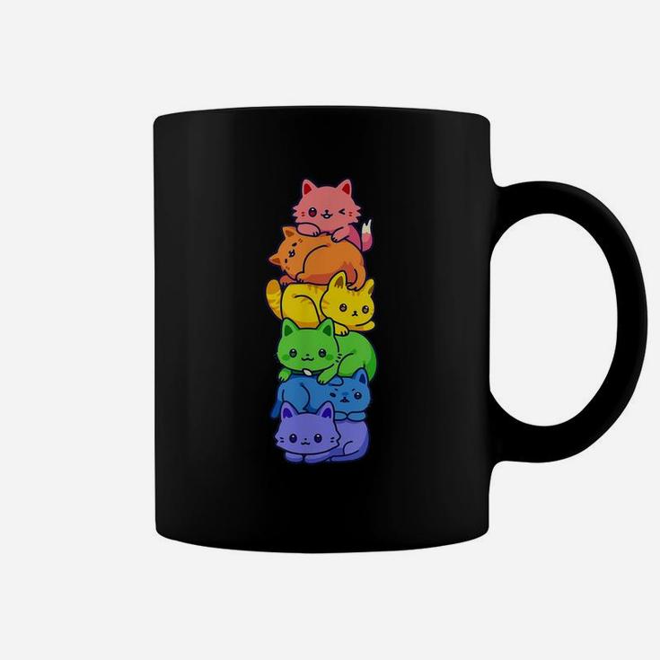 Gay Pride Cat Lgbt Kawaii Cats Pile Cute Anime Rainbow Flag Coffee Mug