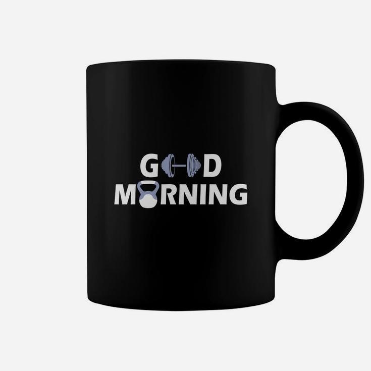 Good Morning Happy Fitness Dumbbell Coffee Mug