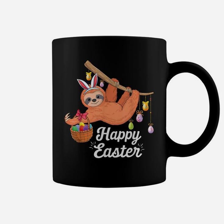 Happy Cute Sloth With Bunny Ears Egg Hunting Easter Sloth Coffee Mug