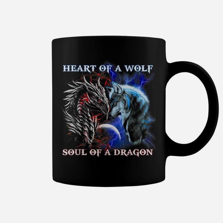 Heart Of Wolf Soul Of A Dragon - Cool Dragon - Wolf Warrior Coffee Mug