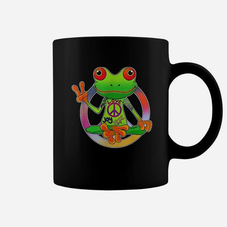 Hippie Frog Peace Sign Yoga Frogs Hippies 70s Coffee Mug