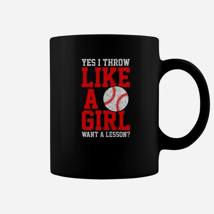 I Know I Play Like A Girl Softball Gift Want Lesson Coffee Mug