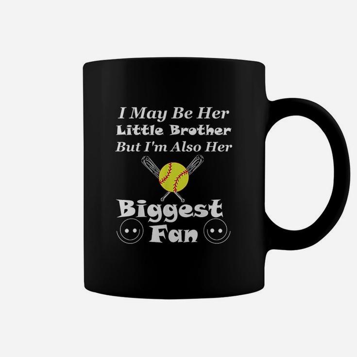 I May Be Her Little Brother Biggest Fan Softball Coffee Mug