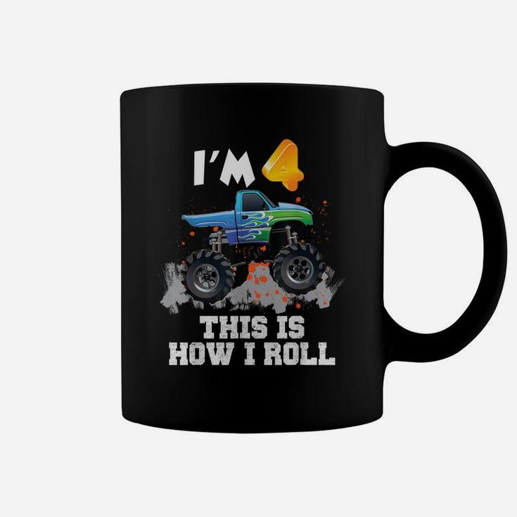 I'm 4 This Is How I Roll Monster Truck  4Th Birthday Coffee Mug