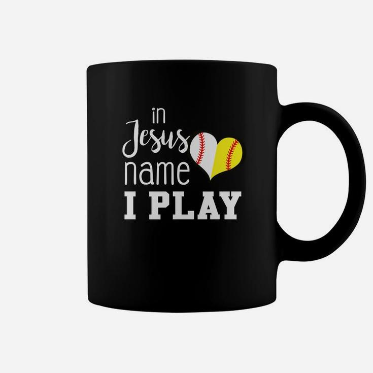 In Jesus Name I Play Baseball Softball Coffee Mug