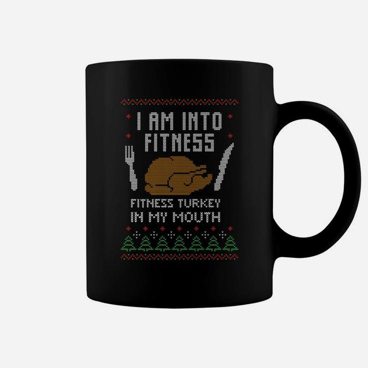 Into Fitness Funny Saying Fitness Turkey In My Mouth Holiday Coffee Mug