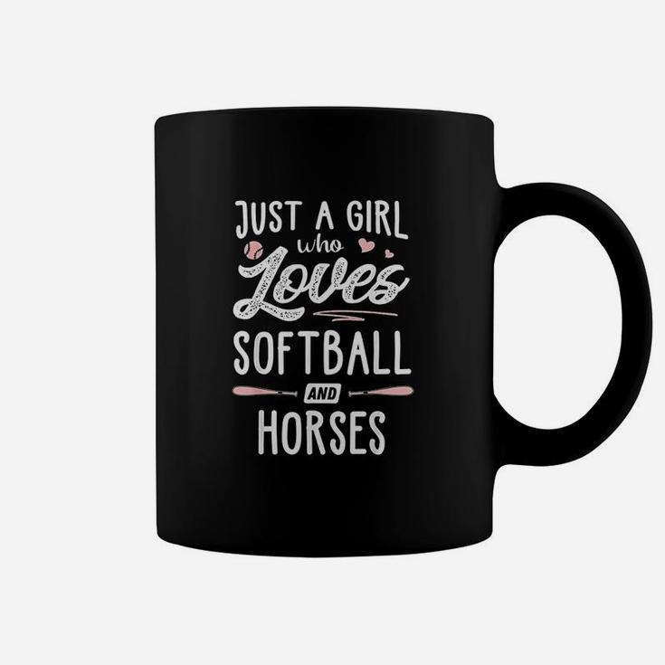 Just A Girl Who Loves Softball And Horses Coffee Mug